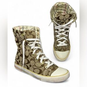 Coach Vintage Bonney Signature Monogram Canvas Convertible High-Tops Size 6